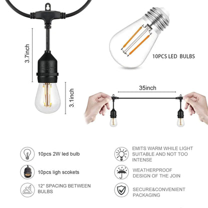 Cadena de luces LED para exteriores, de grado comercial, resistentes al agua, de 10 m, 20 m y 30 m